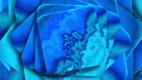 Pattern of blue marble rectangle swirl rotate. Glowing metal rings animation. Stock Footage 163624328