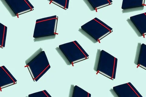 Pattern of blue notebooks on blue background Stock Illustration