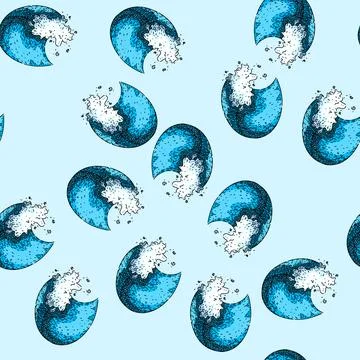 Pattern blue ocean wave sketch hand drawn Ilustración de archivo