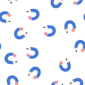 Pattern blue pencil forming letter c on white background Stock Illustration