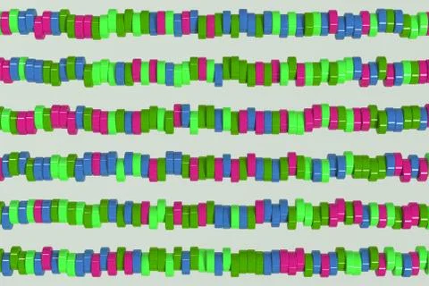 Pattern of blue, red and green cylinder tablets on white background Stock Illustration