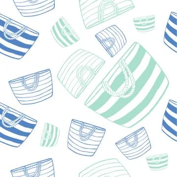 Pattern Blue summer bag with stripes Stock Illustration