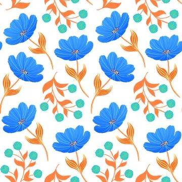Pattern with blue tulips Stock Illustration