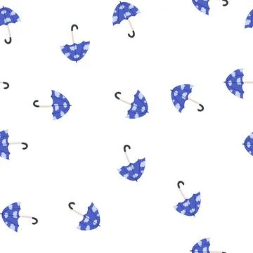 Pattern blue umbrella featuring cloud pattern protecting from rain Stock Illustration