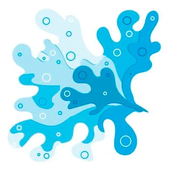 Pattern of blue wavy shapeless figures. Vector spray Stock Illustration