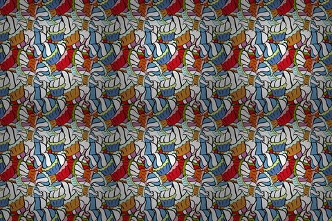 Pattern on blue, white and black. Seamless of Variety Muffins, Poppy seed, Choco Stock Illustration