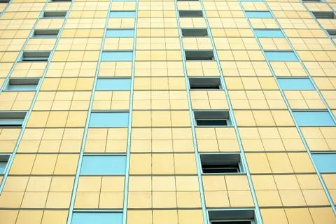 The pattern of blue windows at the building Stock Photos
