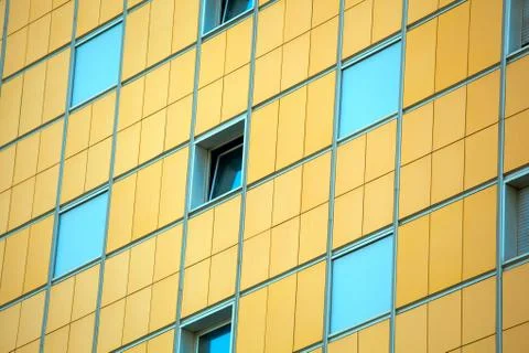 The pattern of blue windows at the building Stock Photos