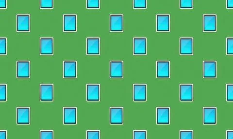 Pattern of blue windows on a green building facade Stock Illustration