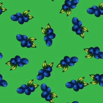 Pattern blueberry blue forest sketch hand drawn 스톡 일러스트