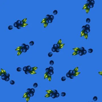 Pattern blueberry blue pile sketch hand drawn Illustrazione stock