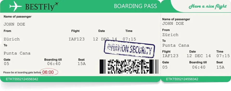 Pattern of a boarding pass or air ticket Stock Illustration