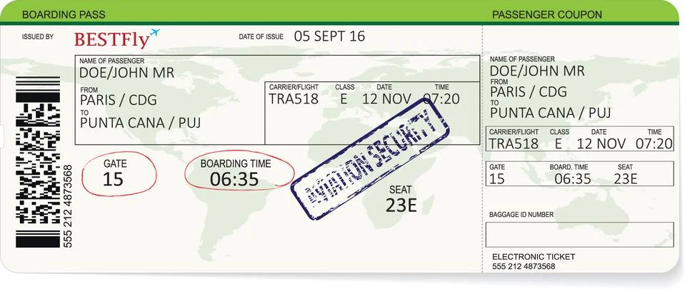 Pattern of a boarding pass or air ticket Stock Illustration
