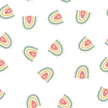 Pattern bohemian baby boho rainbow cartoon vector Stock Illustration