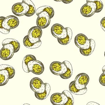 Pattern boiled egg sketch hand drawn Stock Illustration