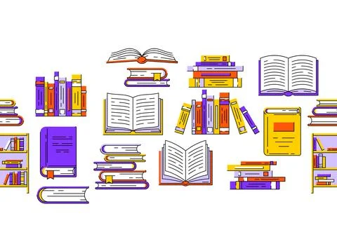 Pattern with books. Image for education and school. Stock Illustration
