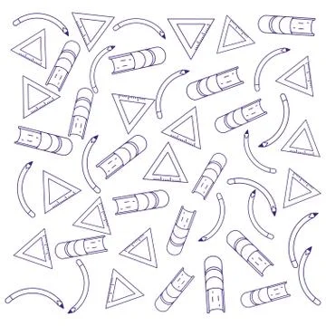 Pattern of books with pencils and triangle rules イラスト素材