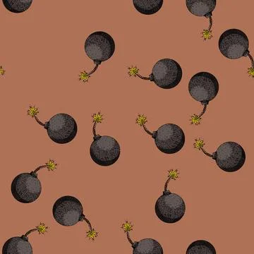 Pattern boom bomb sketch hand drawn Stockillustratie
