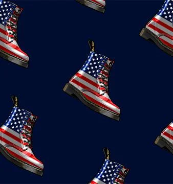 Pattern boots american flag pattern on white background Stock Illustration