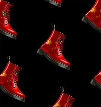 Pattern boots chinese flag pattern on white background Stock Illustration
