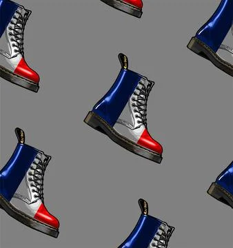 Pattern boots french flag pattern on white background Illustrazione stock