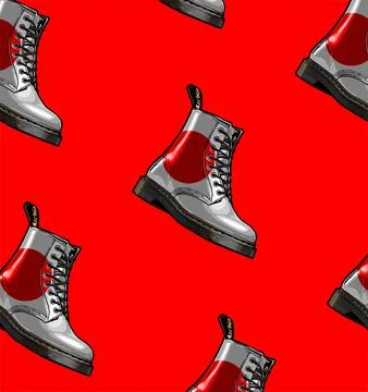 Pattern boots japanese flag pattern on white background Illustrazione stock