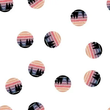 Pattern bordeaux retro sunset cartoon vector Stock Illustration