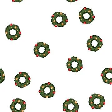 Pattern border christmas wreath cartoon vector 스톡 일러스트