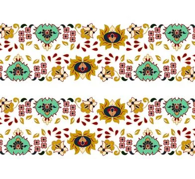 A pattern borders of flowers and leaves on a white background Stock Illustration