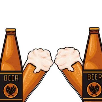 Pattern bottle of beer and glass icon Stock Illustration