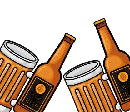 Pattern bottle of beer and glass icon Illustrazione stock
