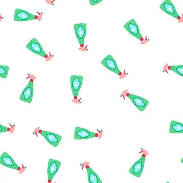 Pattern bottle glass cleaner cartoon vector Stock Illustration