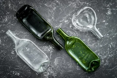 Pattern of bottles on grey background top view Stock Photos