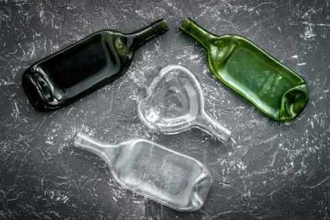 Pattern of bottles on grey background top view Stock Photos