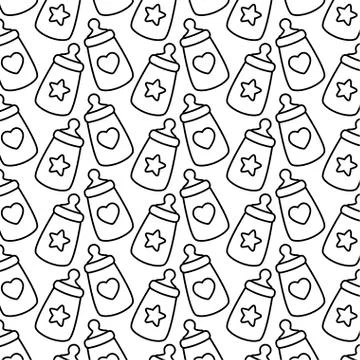 Pattern of bottles milk baby background Illustrazione stock