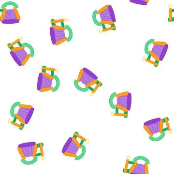 Pattern bouncy inflatable castle cartoon vector Stock Illustration