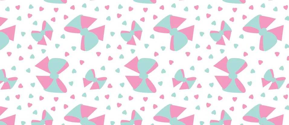 Pattern with bow and heart on white background Illustrazione stock
