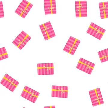 Pattern bow gift box cartoon vector Stock Illustration