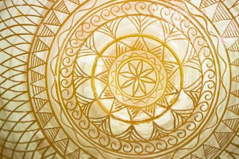 Pattern of bowl mandala pottery, authentic pattern from Belarus Stock Photos