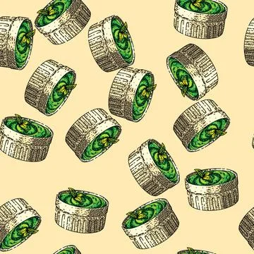Pattern bowl pesto sketch hand drawn Stock Illustration