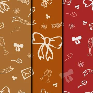 Pattern of bows, cute lettering on background, seamless aesthetic pattern, print Stock Illustration