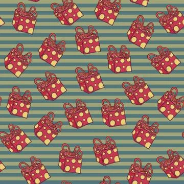 Pattern with boxes in dots on striped background Stock Illustration