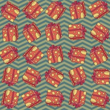 Pattern with boxes in dots on zig zag background Stock-Illustration