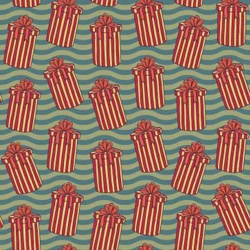 Pattern with boxes in lines on waves background Stock Illustration