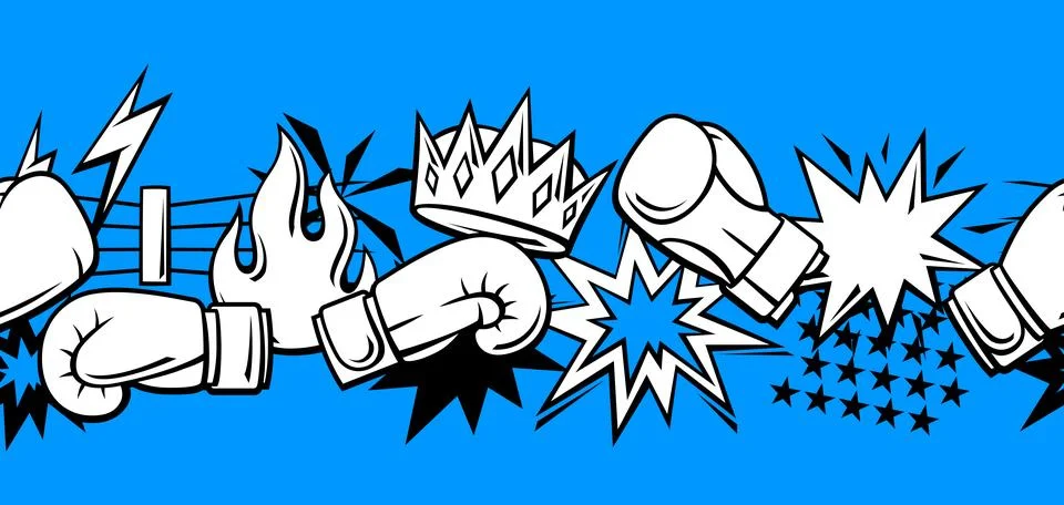 Pattern with boxing items. Box club illustration. Sport background in cartoon 스톡 일러스트