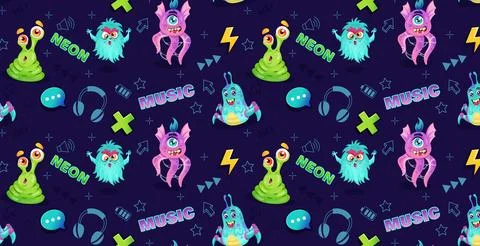 Pattern boy. Art cool, seamless texture. Music doodle, neon urban background Stock Illustration