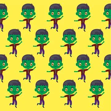 Pattern of boy disguised of frankenstein Stock Illustration