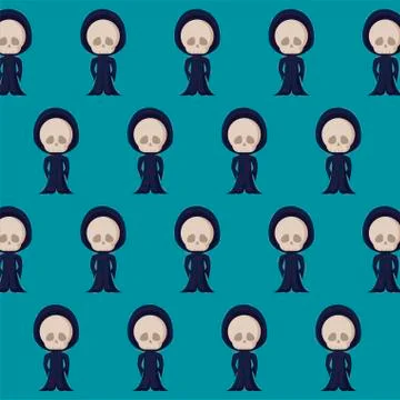 Pattern of boy disguised as a skull dead Stock Illustration