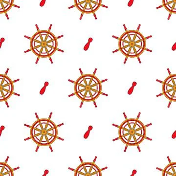 Pattern for a boy. Marine theme. Steering wheel of the ship on a white backgr Stock Illustration