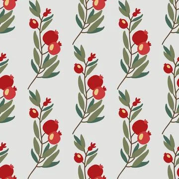 Pattern with branch granate fruit. Pomegranate Stock Illustration